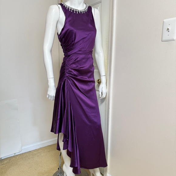 Cinq à Sept Satin Purple Midi Dress - Picture 11 of 12